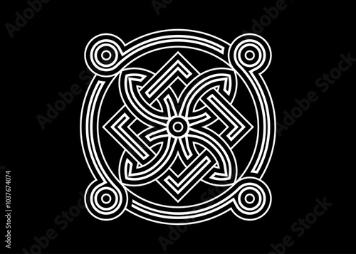 celtic knot georgian style isolated on black background. vector illustration.