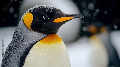 Wallpaper Mural Close-up of a King penguin in a snowy environment with another penguin in the background. Torontodigital.ca