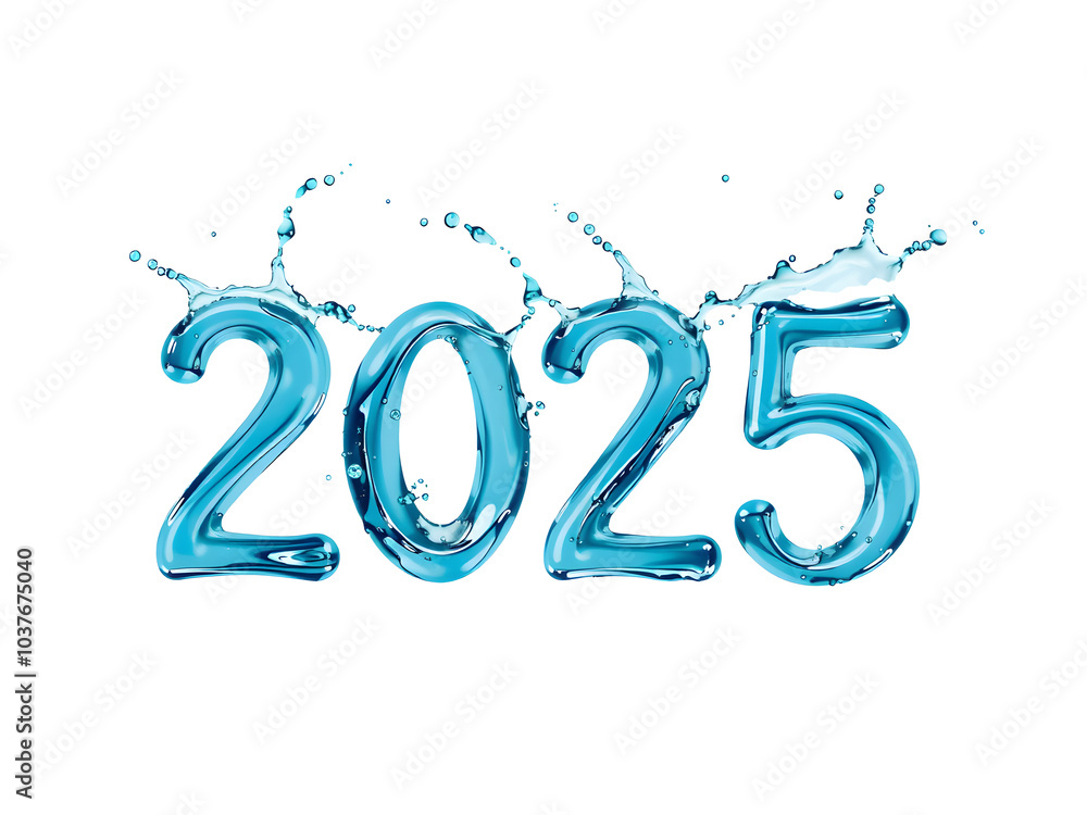 Creative blue water splash numbers 2025 on a transparent background showcasing the fluid and dynamic nature of liquid typography. Happy new year 2025. Creative blue water splash numbers 2025 on a transparent background showcasing the fluid and dynamic nature of liquid typography. Happy new year 2025.