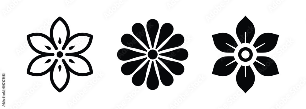 Vector Set Of Flower Icons Vector Set Of Flower Icons