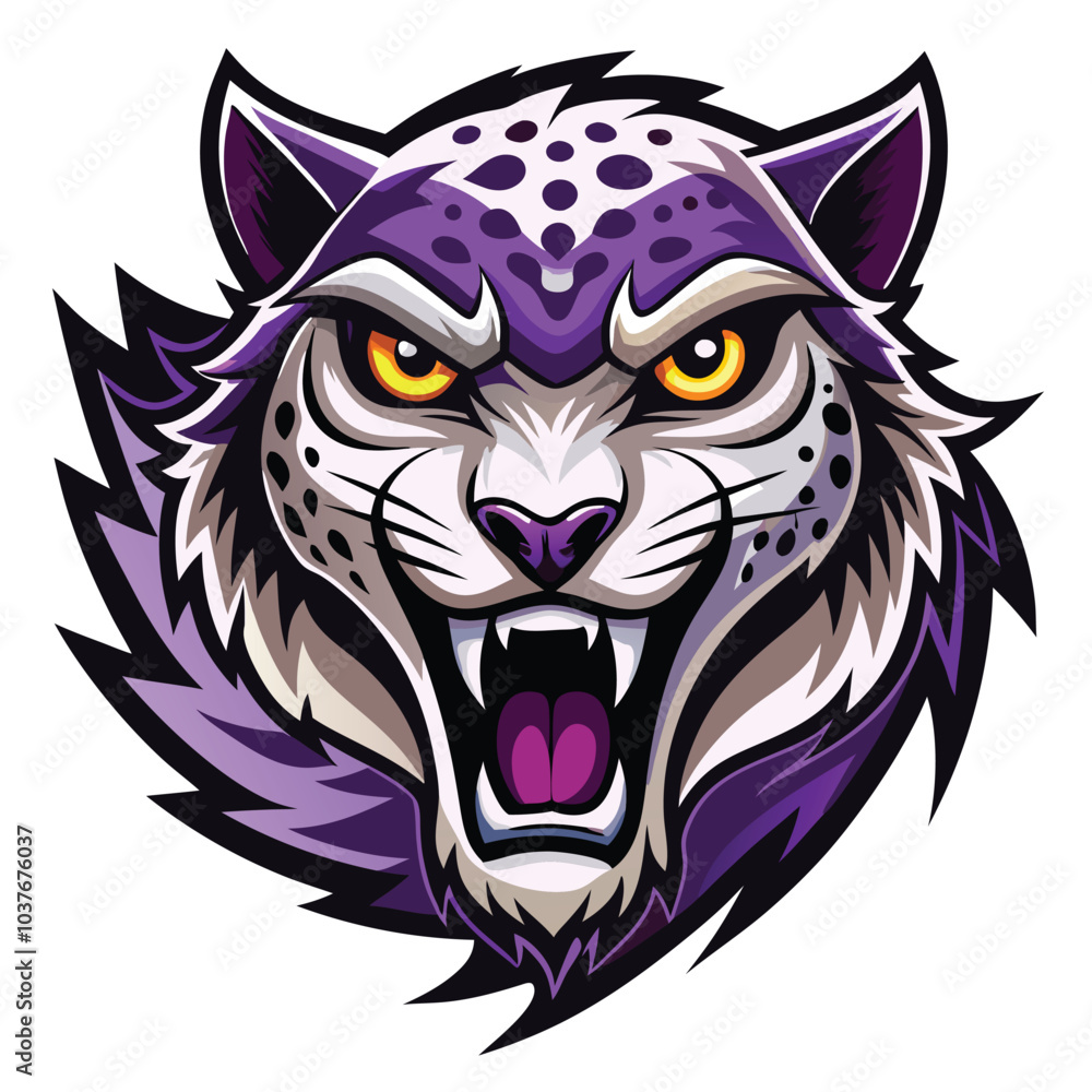 Fototapeta premium Purple Cheetah Mascot Ferocious Animal Design