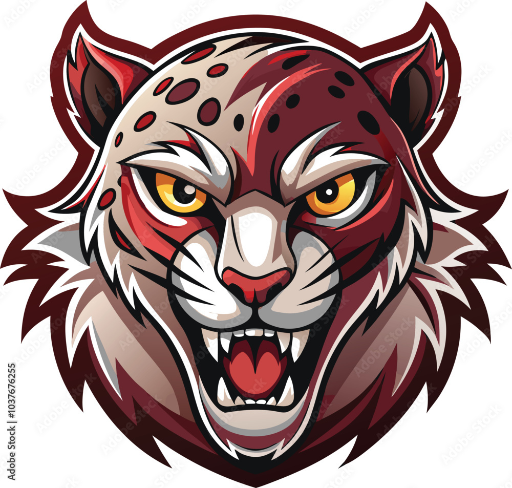 Obraz premium Fierce Red Cheetah Mascot Head Design