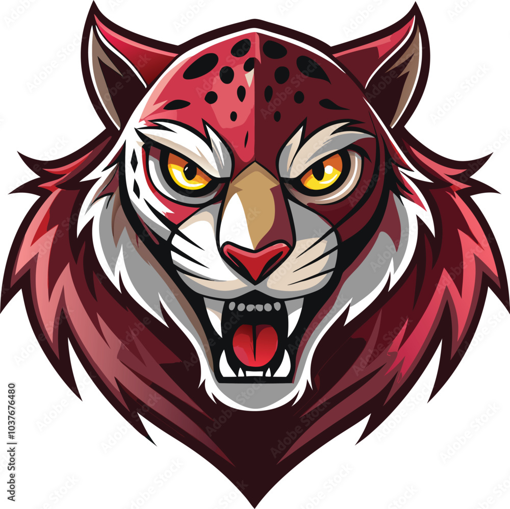 Obraz premium Angry Red Leopard Mascot Illustration Design