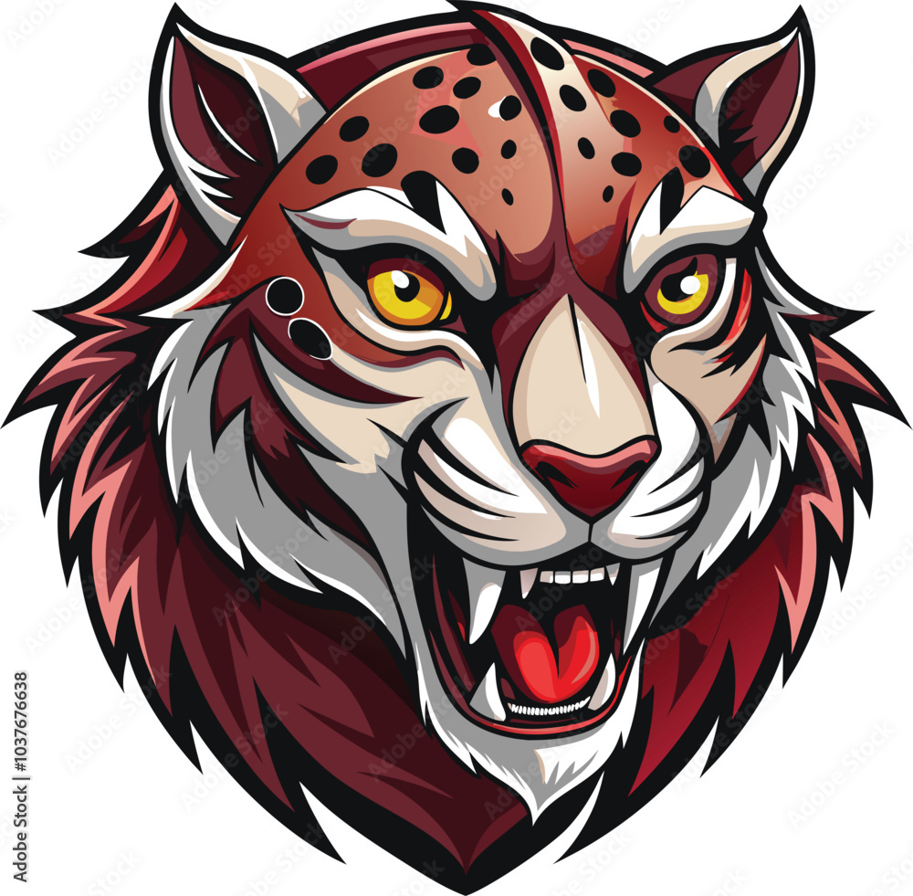 Obraz premium Leaping Turquoise Leopard Mascot Design