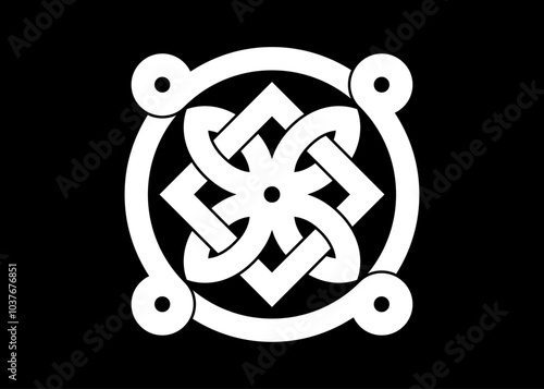 celtic knot georgian style isolated on black background. vector illustration.