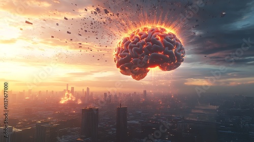 Wallpaper Mural Gigantic Brain with Light Pouring Out of It in a Futuristic, Awe-Inspiring Scene Torontodigital.ca