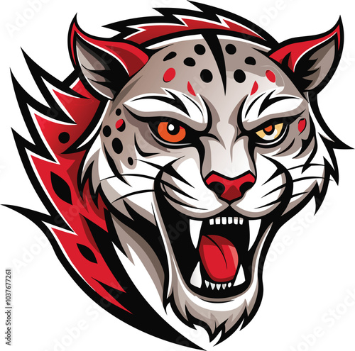 Fierce Snow Leopard Mascot Design Illustration