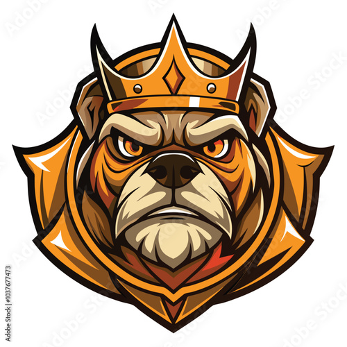 Powerful Bulldog King Mascot Logo Design