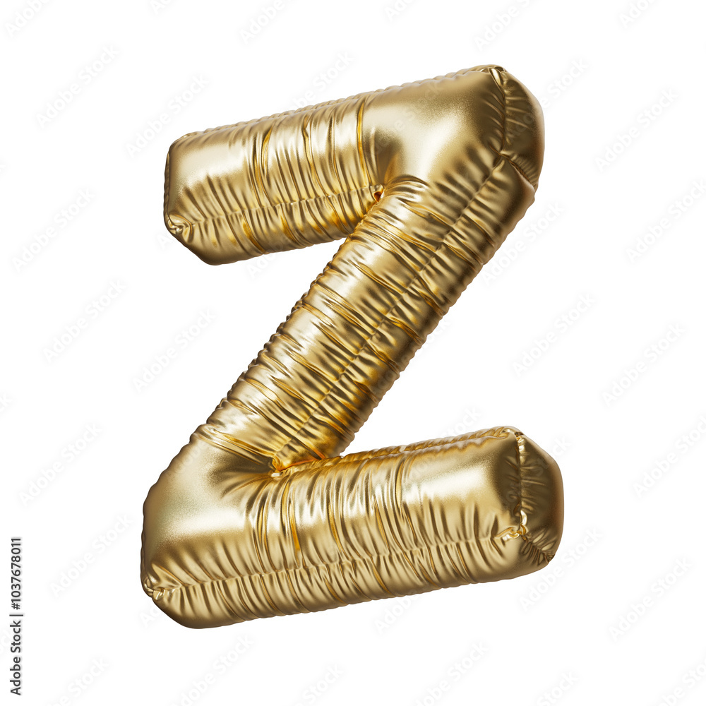 Z. Letter Z in the form of a gold foil balloon isolated on a transparent background. PNG 3D render. Letter of the Latin alphabet. Metallic volumetric letter with matte texture. Golden monogram. Z. Letter Z in the form of a gold foil balloon isolated on a transparent background. PNG 3D render. Letter of the Latin alphabet. Metallic volumetric letter with matte texture. Golden monogram.