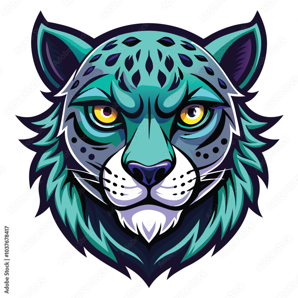 Obraz premium Blue Grey Snow Leopard Mascot Illustration
