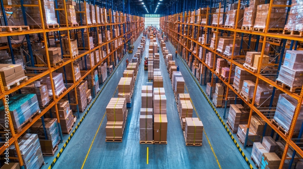 Fototapeta premium Large Warehouse with Efficient Logistics Management