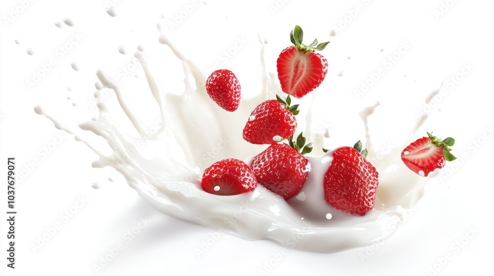 Milk Splash with Strawberries Milk Splash with Strawberries