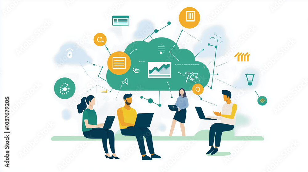 A Business Communication Themed Picture: Digitalization, Cybersecurity, Cloud Computing, Web Service, SAAS, IT A Business Communication Themed Picture: Digitalization, Cybersecurity, Cloud Computing, Web Service, SAAS, IT