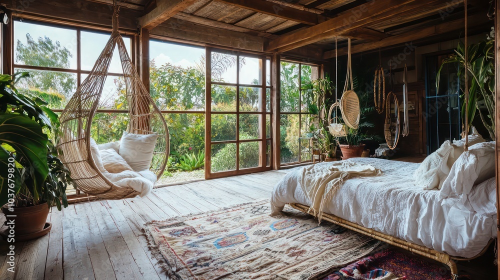 Bohemian Chic Bedroom Retreat Blending Indoor and Outdoor Living with Hanging Chairs Bohemian Chic Bedroom Retreat Blending Indoor and Outdoor Living with Hanging Chairs