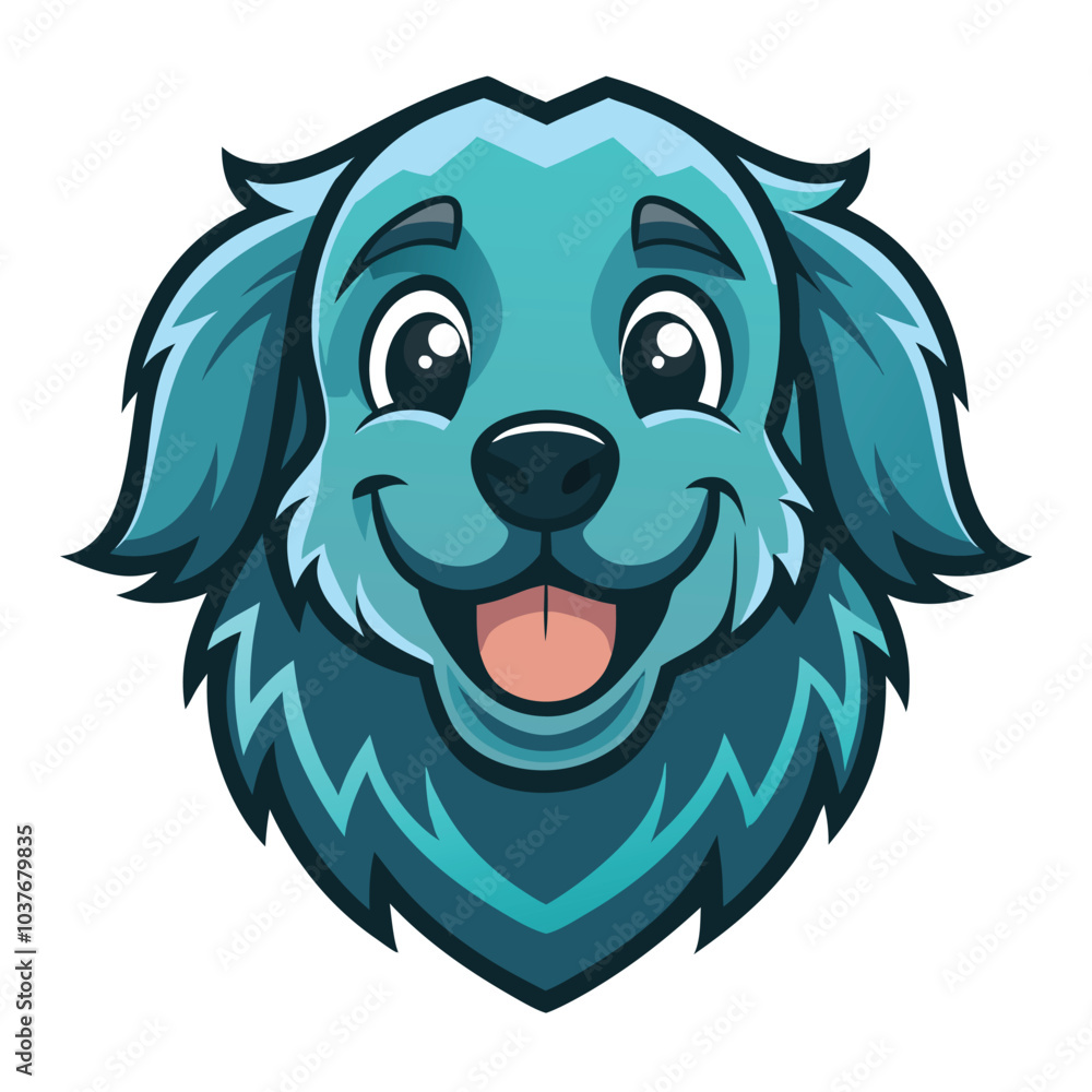 Fototapeta premium Smiling Blue Cartoon Dog Head Illustration