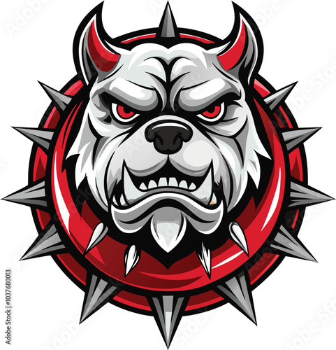 Angry Bulldog Mascot with Spiked Collar