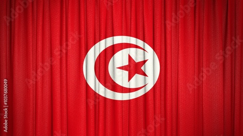 Tunisian flag, Republic of Tunisia and Theater Curtain Image. photo