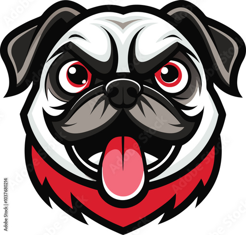 Smiling Pug Cartoon Mascot Design Illustration