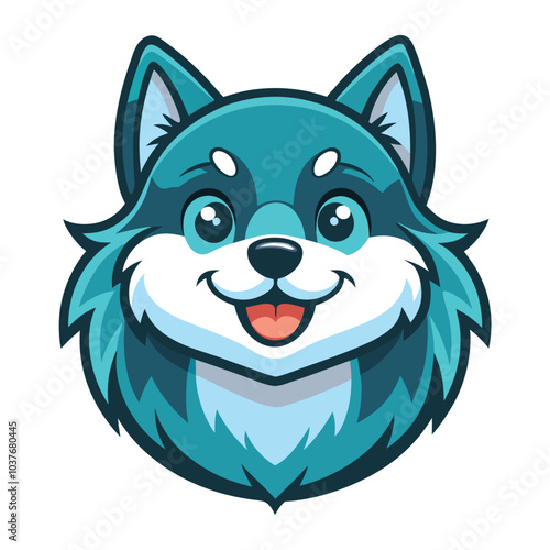 Cute Cartoon Blue Wolf Furry Mascot