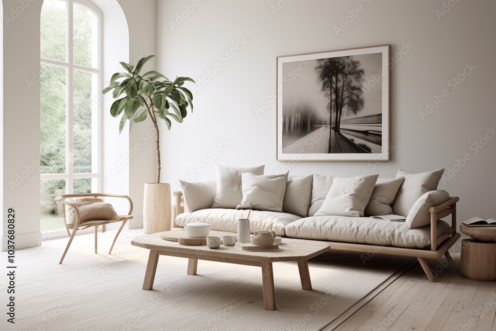 Fototapeta premium Interior of a Scandinavian style living room