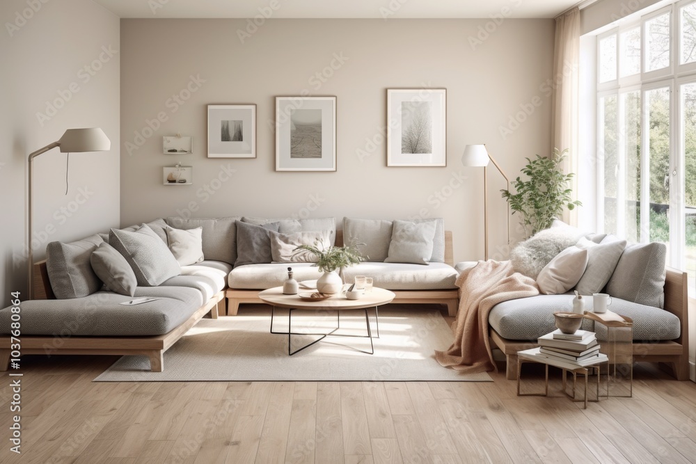 Fototapeta premium Interior of a Scandinavian style living room