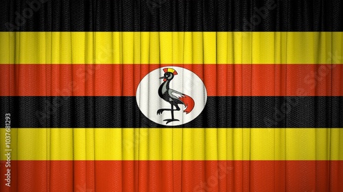 Uganda flag Republic of Uganda and Theater Curtain Image. photo