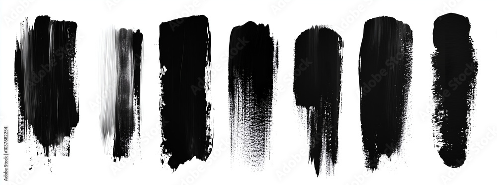 Black brush strokes, grunge design elements set isolated on a white background. Black oil paint texture, ink swatch, grungy line art
Black brush strokes, grunge design elements set isolated on a white background. Black oil paint texture, ink swatch, grungy line art