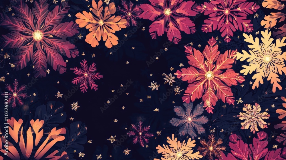 Festive Christmas backdrop featuring intricate snowflakes Festive Christmas backdrop featuring intricate snowflakes