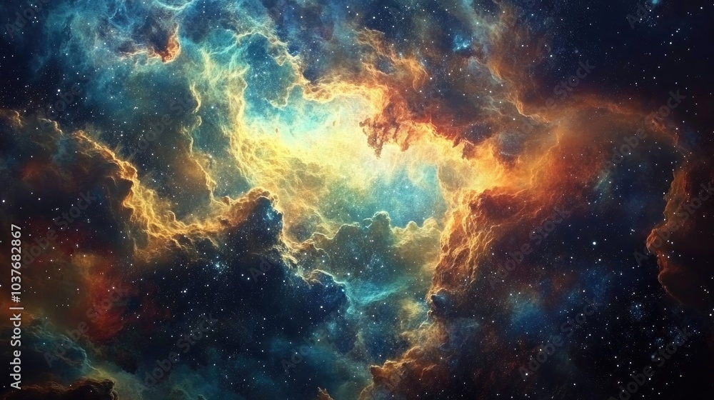 Cosmic illustration featuring a beautiful colorful space background in a 3D cartoon rendering style showcasing a watercolor cosmos Cosmic illustration featuring a beautiful colorful space background in a 3D cartoon rendering style showcasing a watercolor cosmos