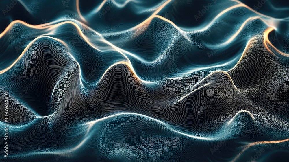 Fototapeta premium Abstract wavy backdrop featuring intricate line art designs