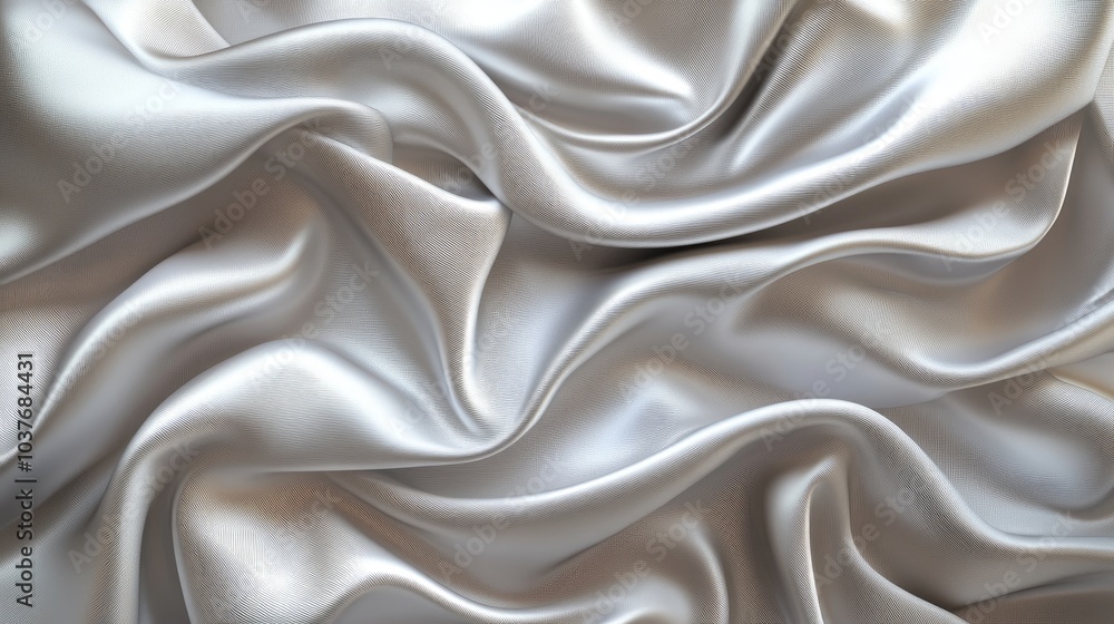 Fluid White Silver Gray Satin Silk Wave Folds Abstract Background 3D Render High End Fashion Luxury Background For Cosmetics Pillow Blanket Or Bed Sheet Display Fluid White Silver Gray Satin Silk Wave Folds Abstract Background 3D Render High End Fashion Luxury Background For Cosmetics Pillow Blanket Or Bed Sheet Display
