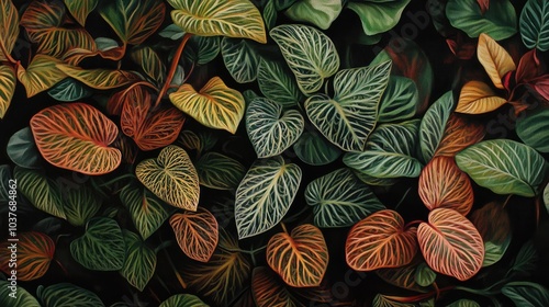 Wallpaper Mural Oil painting showcasing the fresh and natural beauty of Fittonia Albivenis Torontodigital.ca