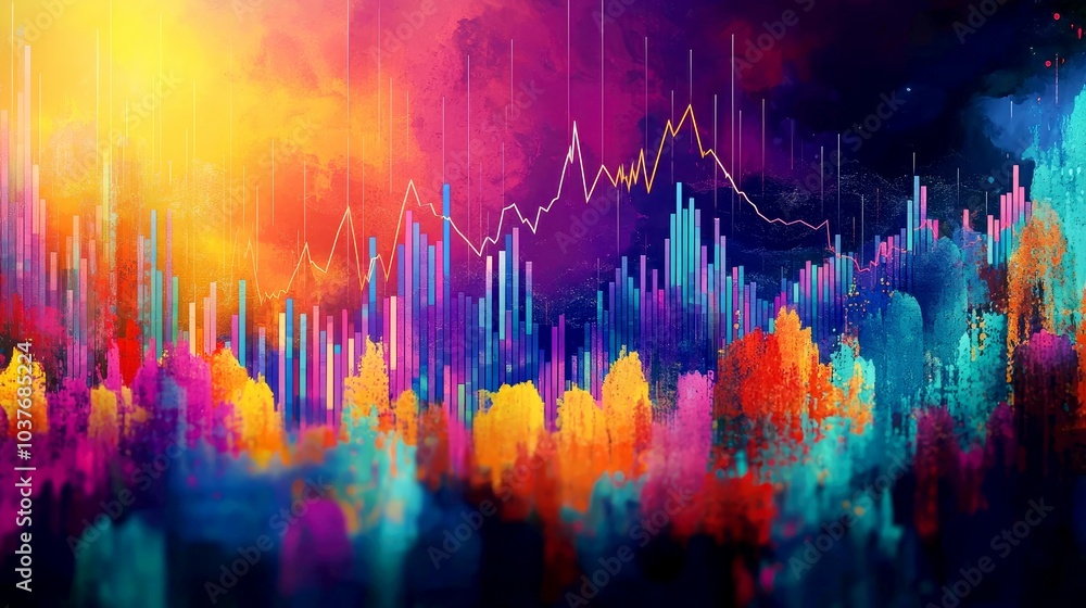 Abstract colorful chart with data visualization. Abstract colorful chart with data visualization.