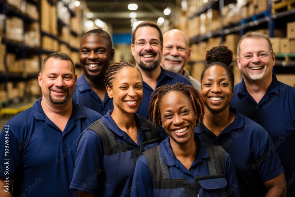 Fototapeta premium Portrait of a smiling diverse moving crew