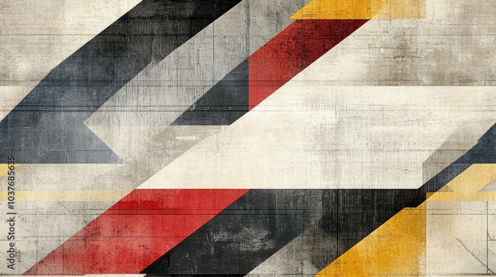 Fototapeta premium Abstract modern grunge texture background in grey and beige tones with a colorful horizontal geometric pattern