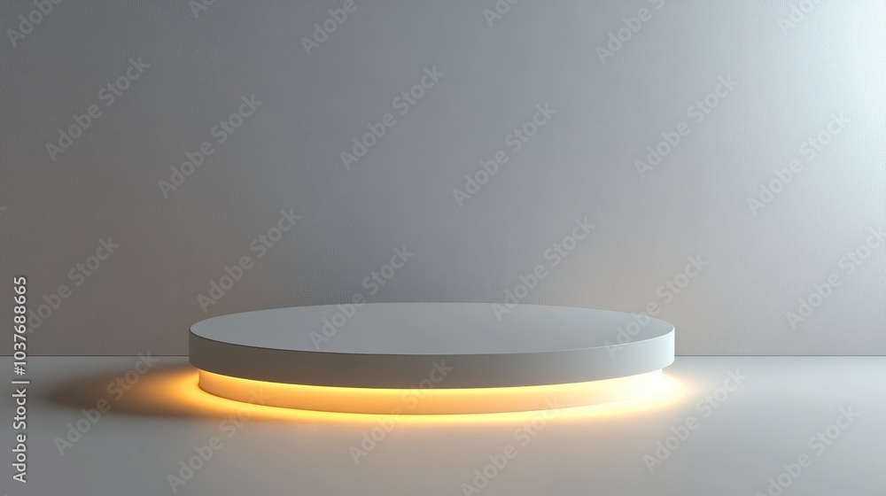 Illuminated round white pedestal on a white background Abstract high quality 3D concept featuring spotlights Suitable for use in banners flyers or web design 3D rendering Illuminated round white pedestal on a white background Abstract high quality 3D concept featuring spotlights Suitable for use in banners flyers or web design 3D rendering