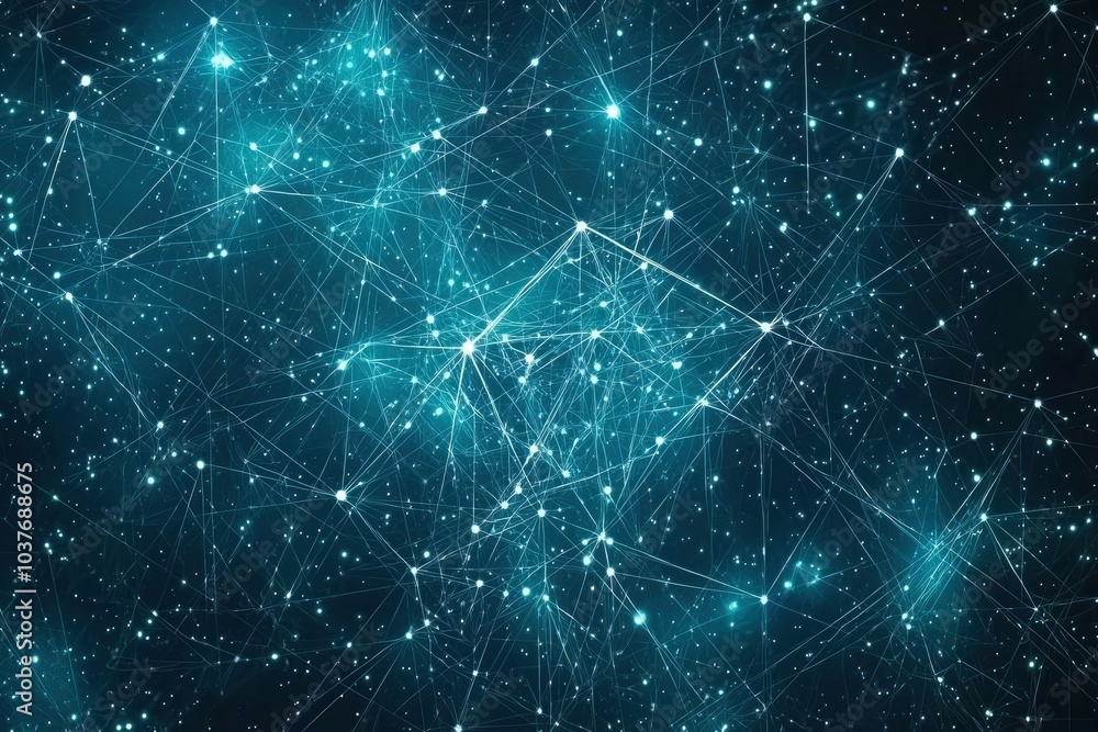 Abstract Network of Glowing Points Connected by Lines on a Dark Blue Background Abstract Network of Glowing Points Connected by Lines on a Dark Blue Background