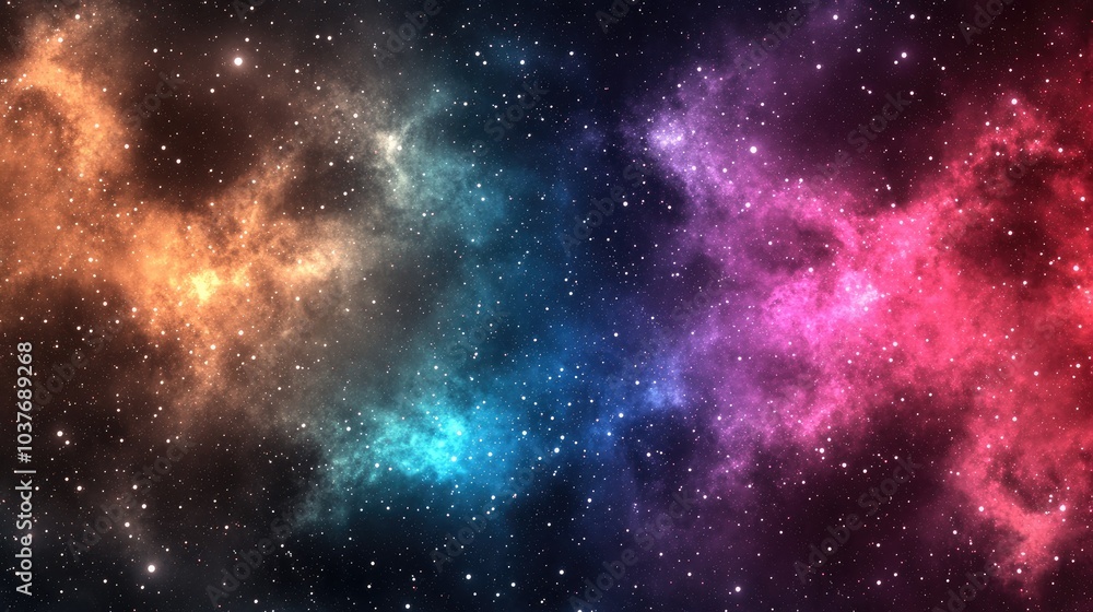 Naklejka premium Colorful space galaxy cloud nebula in a 3D cartoon rendering Stary night cosmos universe science and astronomy with a supernova background wallpaper