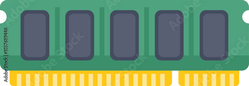 Green ram memory card is isolated on a white background, illustrating computer hardware