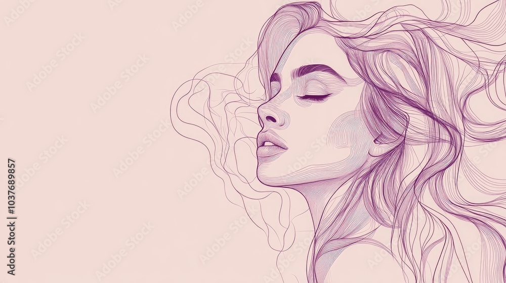 Line art illustration of a female figure designed for fashion prints postcards wedding invitations banners and book covers Raster representation for creative projects Line art illustration of a female figure designed for fashion prints postcards wedding invitations banners and book covers Raster representation for creative projects
