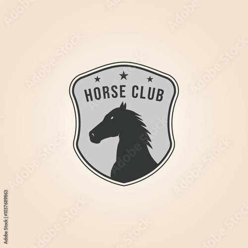 silhouette head horse for stable badge logo vector illustration design
