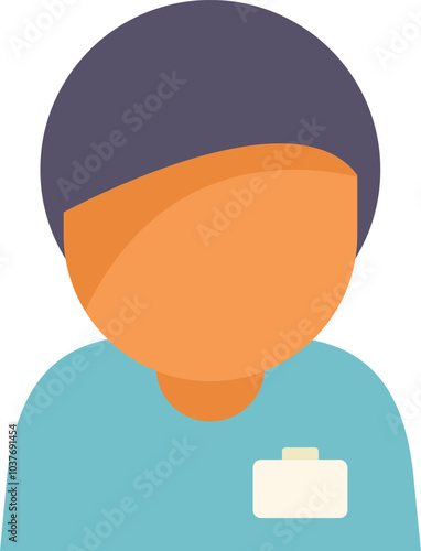 Male nurse wearing scrubs is displaying a blank badge for you to add your own text