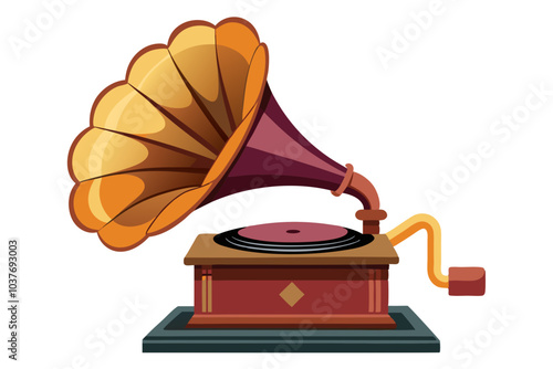  Gramophone2. Retro old gramophone with horn