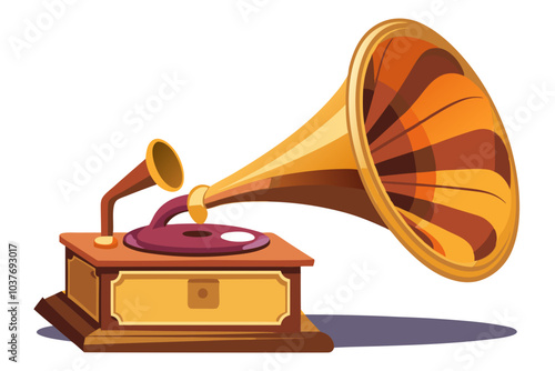  Gramophone2. Retro old gramophone with horn
