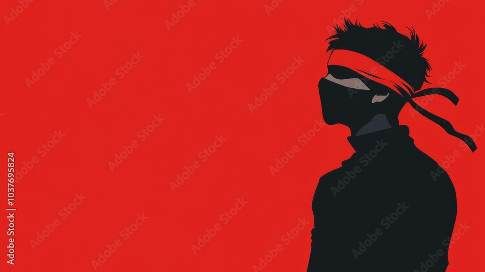 Silhouette of an individual in a mask associated with themes of censorship cancel culture freedom of expression and psychological influence Silhouette of an individual in a mask associated with themes of censorship cancel culture freedom of expression and psychological influence