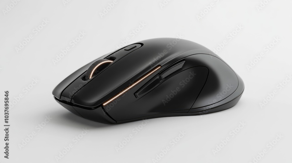 Black mouse isolated on a white background showcasing computer technology Black mouse isolated on a white background showcasing computer technology