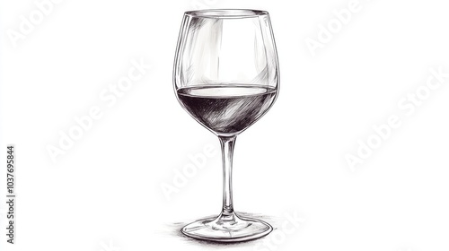 Hand drawn illustration of a wine glass in a sketch style