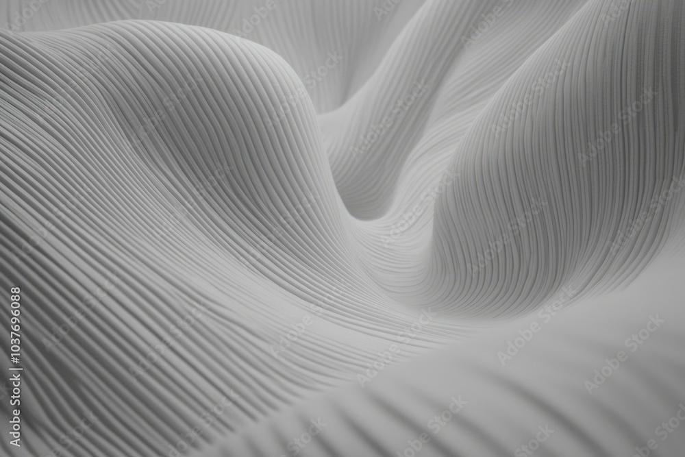 Abstract White Fabric with Pleated Lines and Curved Surface Abstract White Fabric with Pleated Lines and Curved Surface