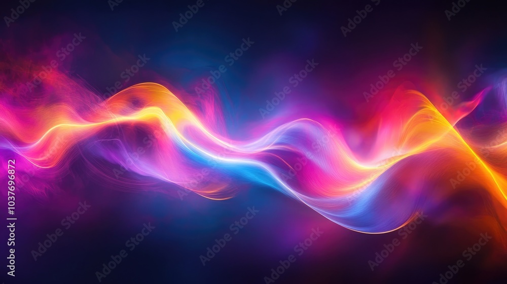 Obraz premium Abstract textured background featuring a neon glowing wave line creating an energetic light motion effect suitable for wallpaper or design purposes