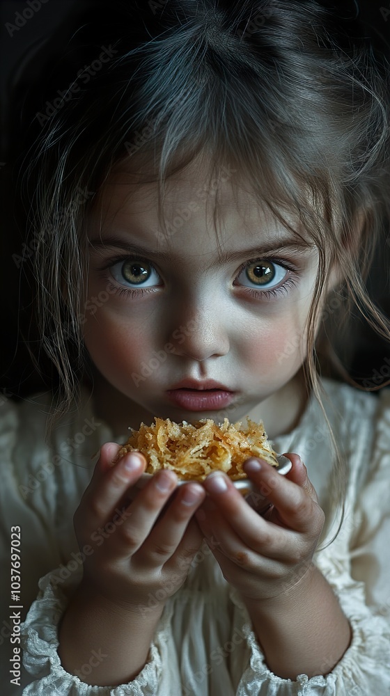 Portrait of a Young Girl Holding a Bowl of Food Portrait of a Young Girl Holding a Bowl of Food